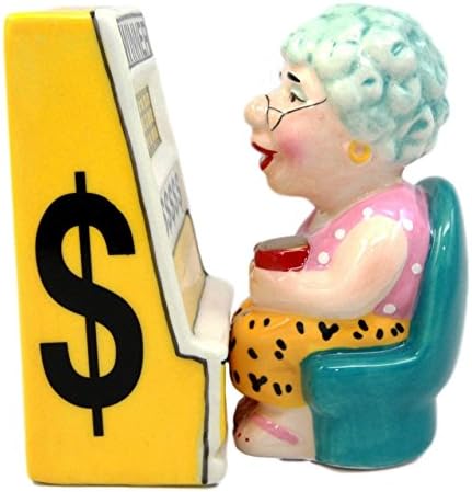 Atlantic Collectibles Casino Jackpot Slot Machine Queen Salt & Pepper Shakers Ceramic Magnetic Figurine Set 3.5"L image 4