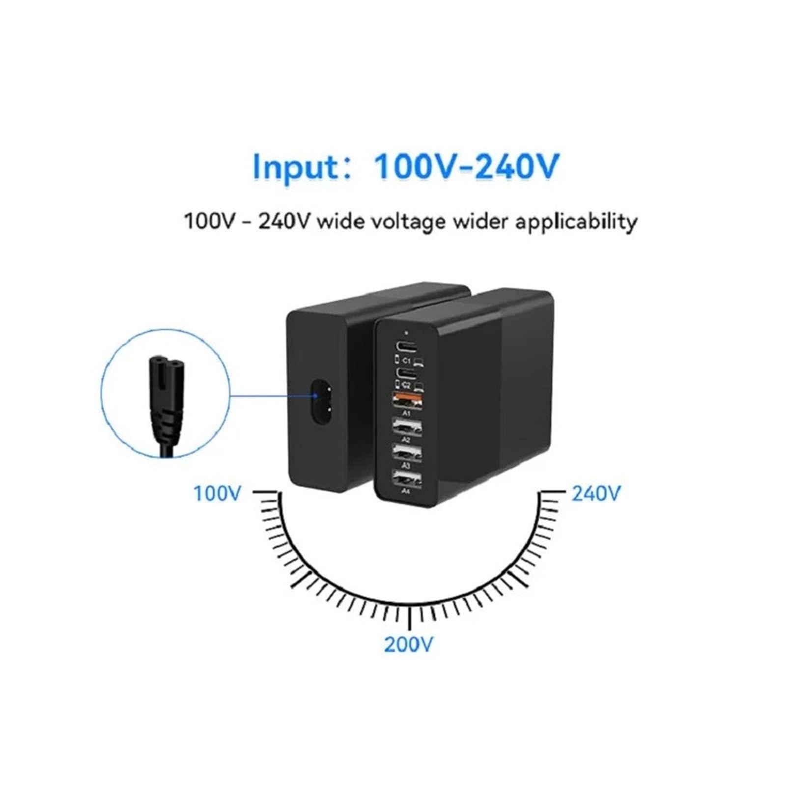 Ładowarka USB 80 W Wieloportowa Stacja Ładująca Szybkie Ładowanie Zasilacz Stacjonarny PD TypeC 6 Portów QC3.0 MożLiwość Szybkiego łAdowania