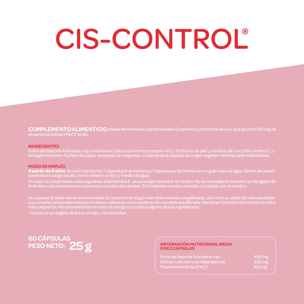 Arkopharma - Cis-Control Cranberola, 120 Cápsulas, con Arándano Rojo Americano y Extracto de Uva, Bienestar del Tracto Urinario, Protección Antioxidante, Fórmula 100% de Origen Vegetal