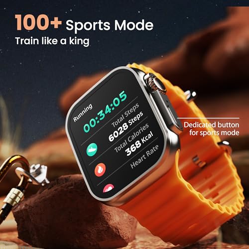 Image of Boult Crown Smart Watch 1.95'' Display, Bluetooth Calling, Working Crown, Zinc Alloy Frame, 900 Nits Brightness, AI Voice Assistant, SpO2 Monitoring, 100+ Sports Mode (Orange)