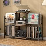 3IngSeagulls Record Player Stand with Vinyl Storage, Record Storage for 350+ Albums, Tuntable Stand with Record Holder for Living Room, Record Holder Vinyl Display Shelf