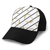 hyg03j4 2411 Casquettes de Baseball Cowboy Chapeaux de Style Camionneur Unisexe Blanc Rayures géométriques Bleues Or Grunge tti Coeurs Symbole Amour Saint Valentin Vacances Or Nature Chapeaux de Mode