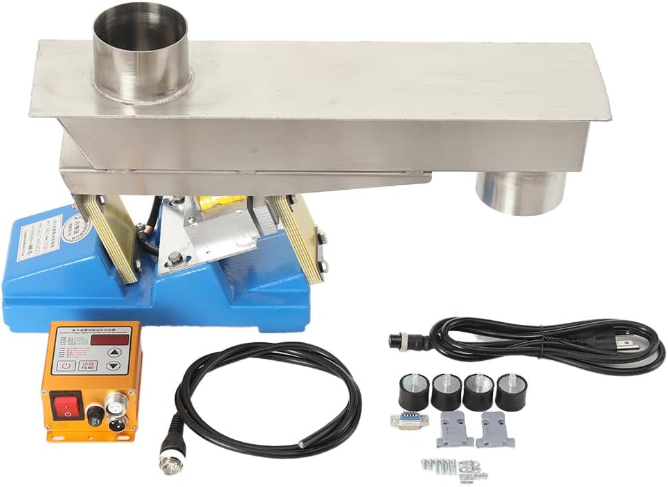 20W Electromagnetic Vibrating Feeder Shaking Feeding Machine 1T/h Direct Vibration Feeders Material Conveyors for Powder and Granular Materials, with Controller, 110V GZV-3F
