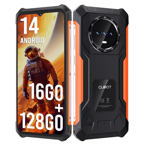 CUBOT Kingkong ES Téléphone Incassable, Android 14, 16Go+128Go, Écran 6,56''HD+, Caméra 48 MP, 5100mAh