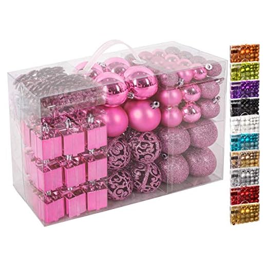 BRUBAKER - Boules de Noël & Pointe de Sapin - 101 Pièces/Coffret XXL - Décoration de Noël Traditionnelle - Rose