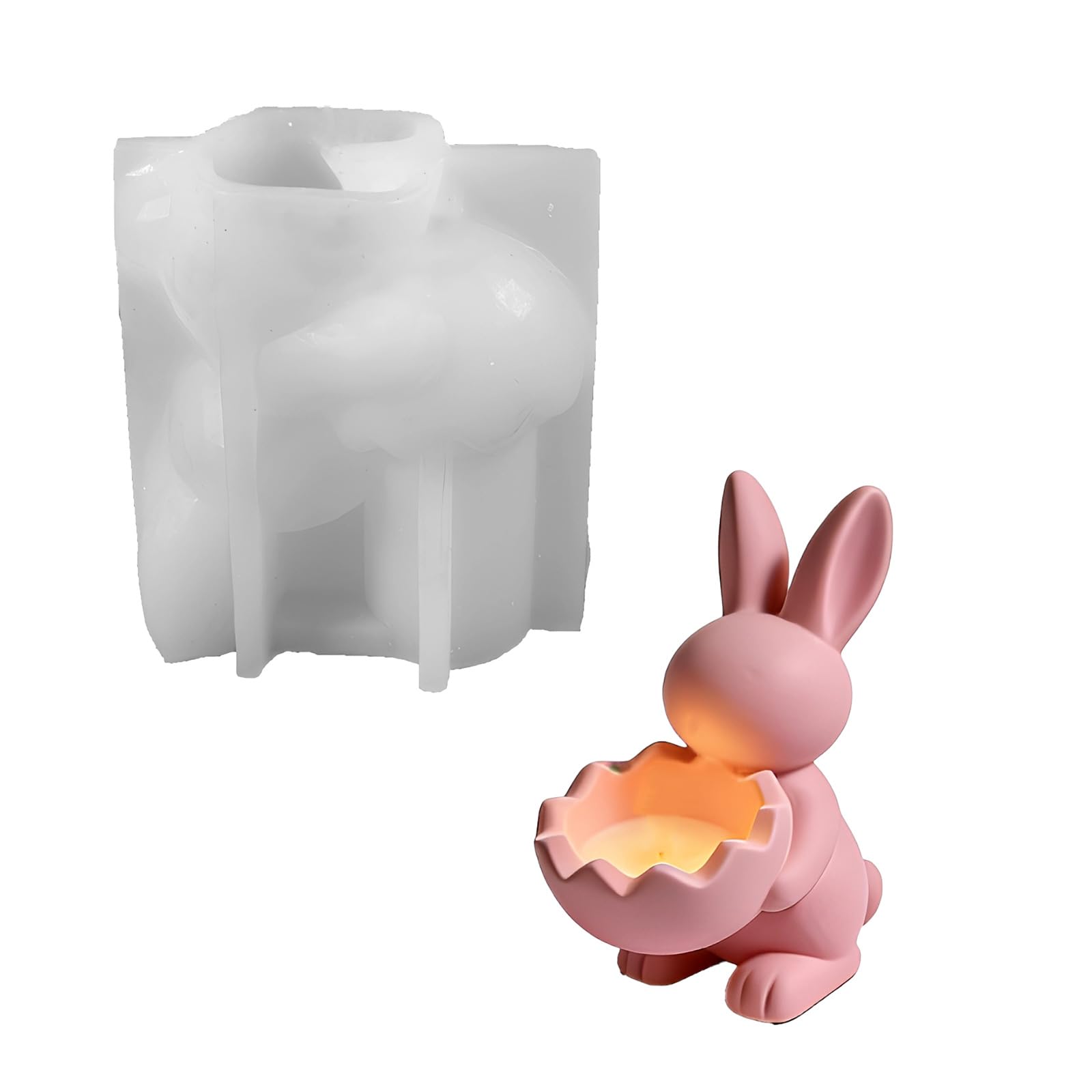hogtnd Silicone Mould for Egg Shells Rabbit Figures with Easy Release for Cement Silicone Craft Mould