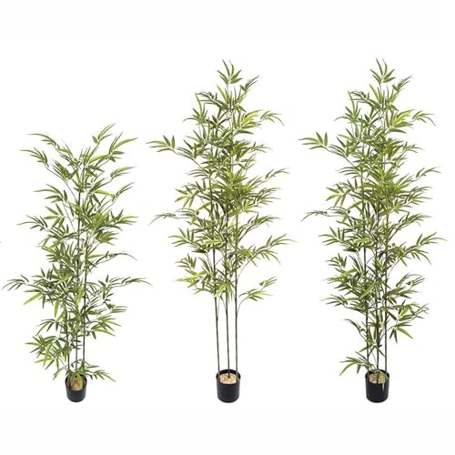 HWQFM フェイクグリーン 人工観葉植物 150cm 自然感 耐久 造花 室内 インテリア 飾り 観葉植物 店舗 目隠し デコレーション ホーム・オフィス・ホーム・ベランダ・結婚 飾り用 撮影用 DIY 雑貨 置物 おしゃれ 偽物 竹 観葉樹 父の日