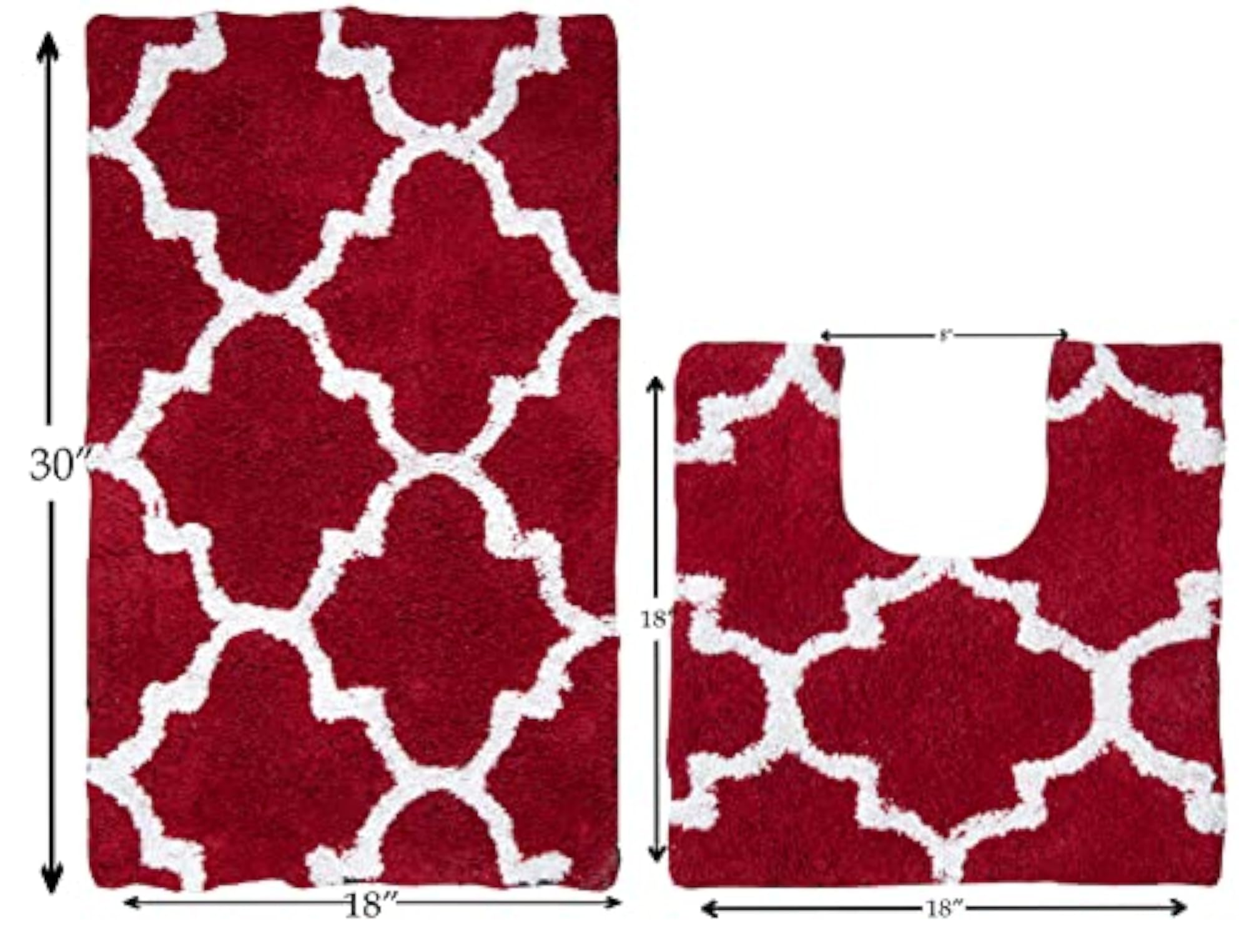 2 Piece Bath Rug Sets, U Shape Contour Rug & Bathroom Rug