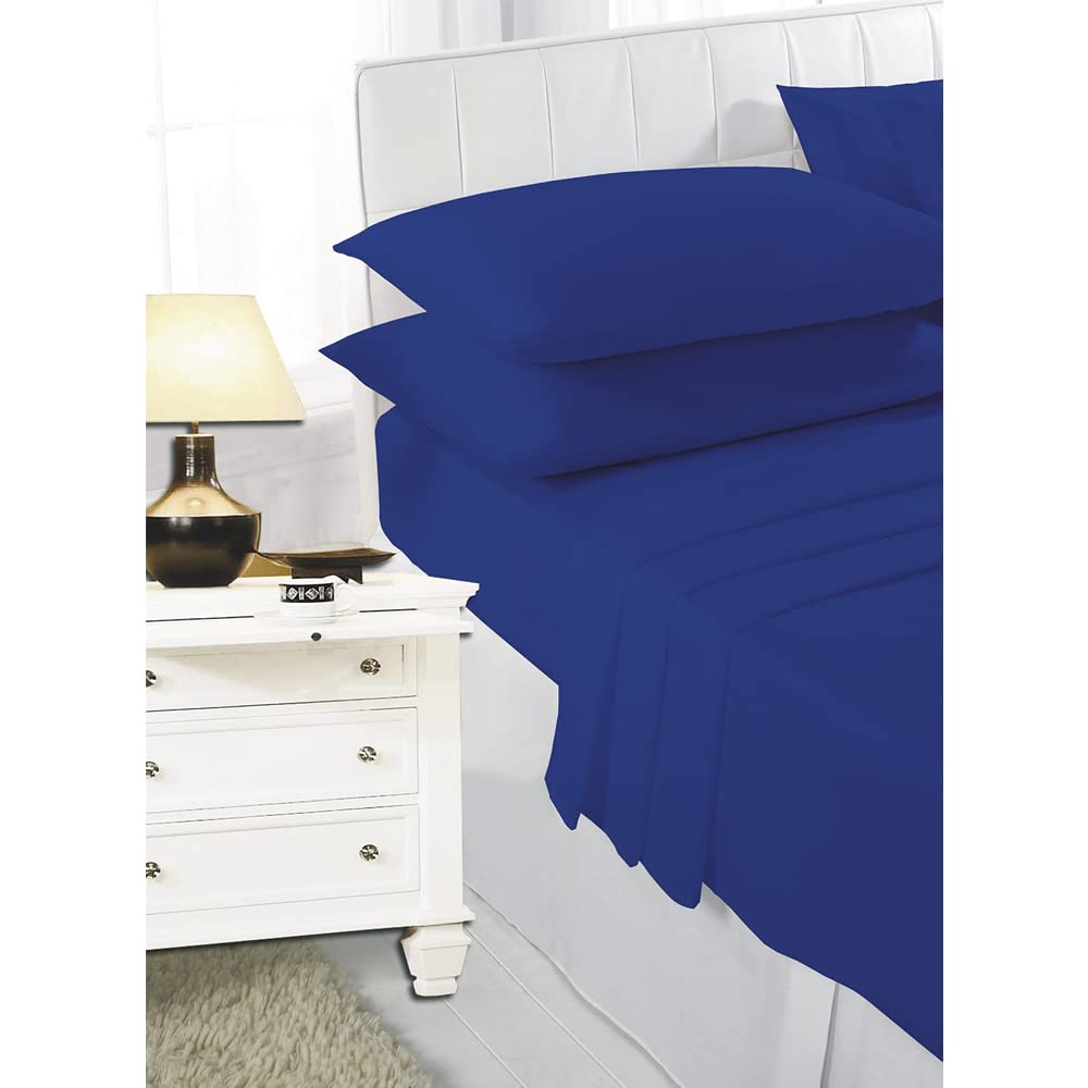 Extra Deep Fitted Sheet Bed 15 Inch Deep Fit Polycotton Plain Mattress Cover (Royal, Super King)
