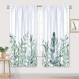 Cinbloo Plant Green Leaves Curtains Rod Pocket 42 Wx63L Inch for Girls Bedroom Decor Spring Rustic B