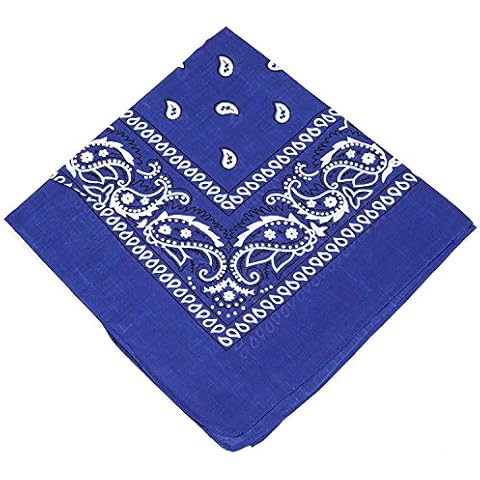 Several Colours of Bandanas for women, men & Children Cotton Paisley Bandana Scarf Bandanas headband/bandana bibs/Hankerchief in Black,white,red,blue,green,pink,purple,orange,lilac, (Royal Blue) Cover