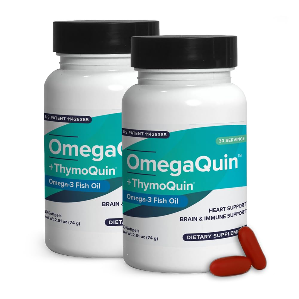 OmegaQuin High Potency Dietary Supplements for Heart, Brain, & Joint Support | Advance Formula of Cold Pressed Black Seed Oil with VivoMega Fish Oil | Omega 3 Supplements for Women & Men, 60 Softgels 60 Count (Pack of 2)