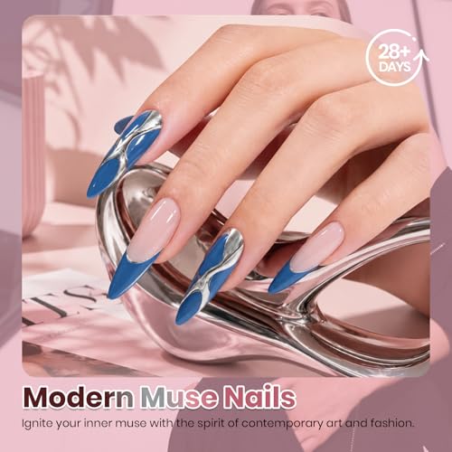 Image of Beetles Gel Nail Polish Set - Nude Gray Pink Blue Burgundy Glitter Gel Polish Set Modern Muse Collection with 3Pcs Base Matte Glossy Top Coat Soak Off Uv Gel for Women