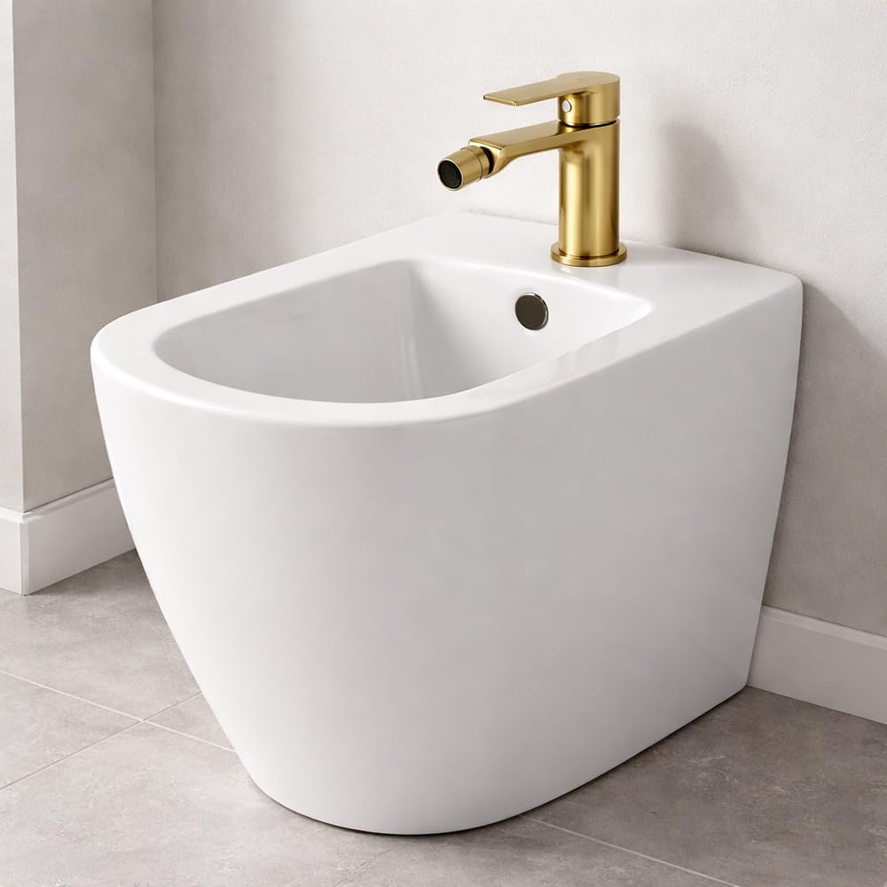Vetrineinrete® Rubinetto per bidet miscelatore monocomando moderno da bagno in oro opaco