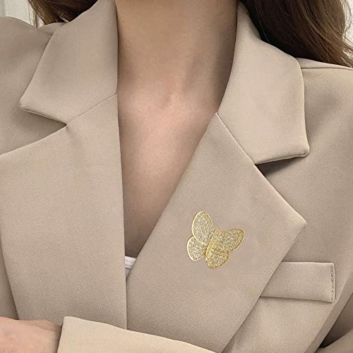 Image of GBAHFY Butterfly Pearl Brooch Gold Elegant Bridal Vintage Style Pins Wedding Banquet Anniversary Brooch for Women