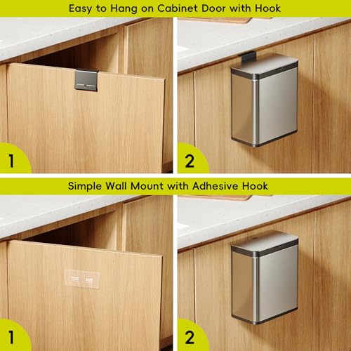 EKO Kitchen Compost Bin, 7L / 1.85 Gal Stainless Steel with Removable Inner Bucket and Deodorizer Compartment, 2-in-1 Countertop Compost Bin with Lid, Food Waste Caddy for Kitchen (MMT & Black Finish) by EKO - Image 9