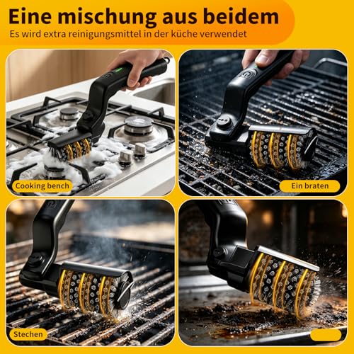 Elektrische Grillbürste, Elektrischer Grillreiniger mit Verstellbarem Winkel Reinigungsbürste 3 Geschwindigkeiten Akku Grillreinigungsbürste 90 Min Laufzeit Geschenk für Männer Väter Grills Grillroste