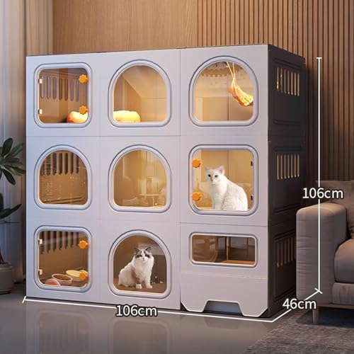 Enclos pour chats d'intérieur modulable et cage d'exercice à 3 niveaux