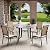 5 Pieces Patio Dining Table Set, Outdoor Table and Chairs Set for 4, Patio Table with Umbrella Hole, Square Metal Dining Table with 4 Textilene Dining Chairs for Garden Deck Backyard Balcony Porch
