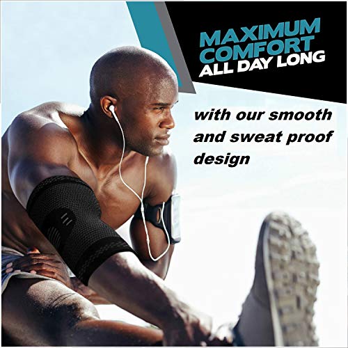 Image of serveuttam� Elbow Support for Gym (1 Pair) - Elbow Brace for Men Women Workout | Elbow Compression Sleeves with Straps for Tendonitis Pain Relief, Tennis, Volleyball, Cricket - Elbow Band (White, L)