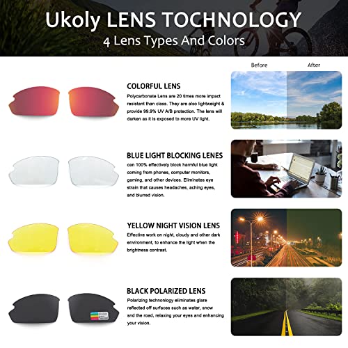 Ukoly Polarized Sports Sunglasses With 4 Interchangeable Lenses, Mens Womens Cycling Glasses,Baseball Running Fishing Golf Driving Sunglasses (Black Red) #TOP4