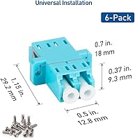 Vista 7 de Cable Matters 6-Pack, LC to LC UPC Duplex OM3/OM4 Multimode Fiber Optic Adapter, OM3/OM4 LCLC Fiber Coupler