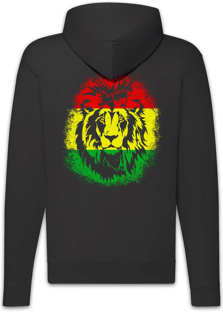 Urban Backwoods Rastafari Lion II Felpa da Uomo con Cappuccio Zip Hoodie Zipper
