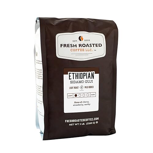 Fresh Roasted Coffee, Sidamo Guji etíope, 5 libras (80 onzas), tostado ligero, Kosher, grano entero