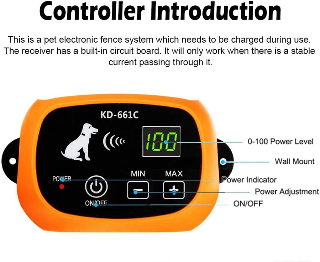 Wireless Dog Fence, Electric Pet Containment System, Waterproof Reflective Stripe Collar Rechargeable Dog Collar, Adjustable Range of 80-1640ft, LED Distance Display, Harmless for All Dogs,for3