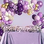 Amandir 150Pcs Purple Balloons Garland Arch Kit, Light Pastel Purple Gold White Confetti Latex Metallic Balloons for Women Birthday Baby Shower Wedding Party Decorations Supplies - Image 4