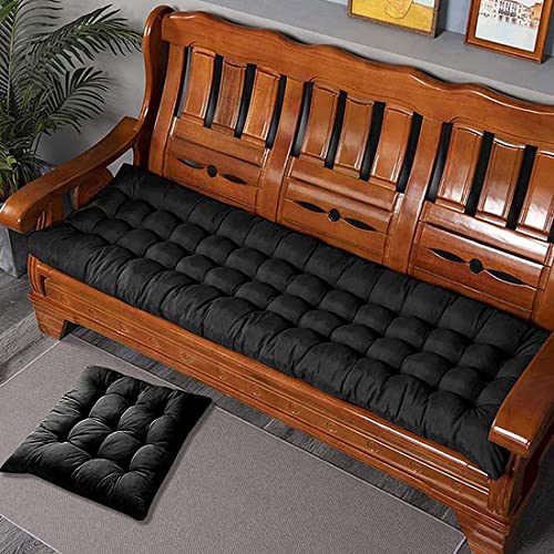 CM - Cojines gruesos para banco de jardín, 160 x 55 cm, almohadillas suaves y cálidas para sofá de 2 y 3 plazas para interiores y exteriores, cojín negro para columpios y bancos de patio