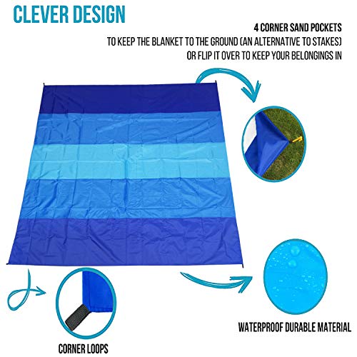 Wiwigo Beach Blanket, Sandproof Beach Mat 79" X 83" /10'X9'For 2-8 Adults Waterproof Quick Drying Outdoor Picnic Mat For Travel, Camping, Hiking #TOP2