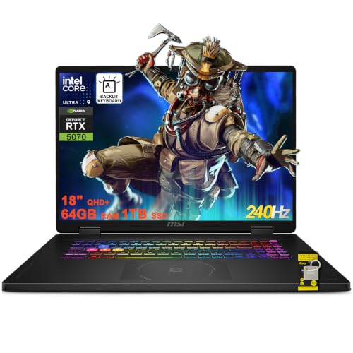 Image of msi Crosshair 18 HX AI Gaming Laptop 18 inch QHD+ 240Hz 100% DCI-P3 Intel 24-core Ultra 9 275HX (>i9-14900HX) 64GB DDR5 1TB SSD GeForce RTX 5070 (Up to 798 AI Tops) RGB Backlit Thunderbolt Win11 ICP Hub