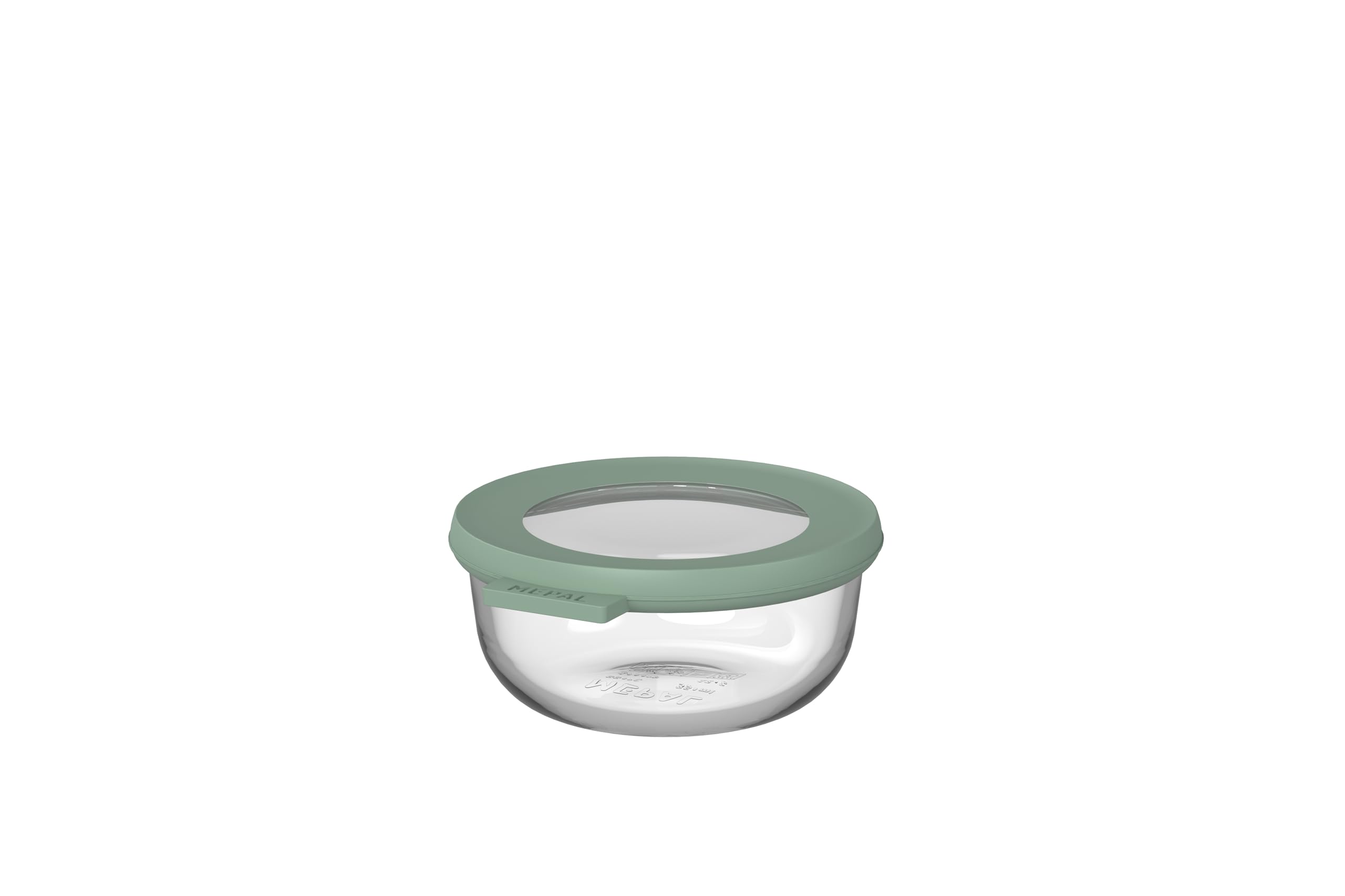 Mepal - Glass Food Storage Container Round Cirqula - Meal Prep Containers - Heat Resistant Up To 550°C, Without Lid - Suitable for Oven, Microwave, Freezer and Dishwasher - 350 ml - Nordic sage