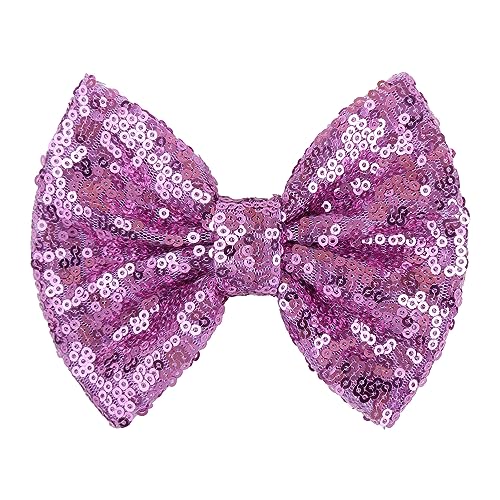 Lanmerry Hair Clip for Girls, 5 inches Sequins Large Bow with Alligator Clip, Hair Accessories for Women Teens Babies Toddlers Purple