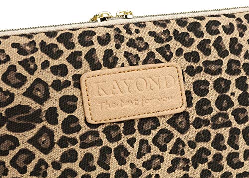 Kayond KY-03 Canvas Fabric 15.6 Inch Laptops Sleeve - Brown Leopard Print