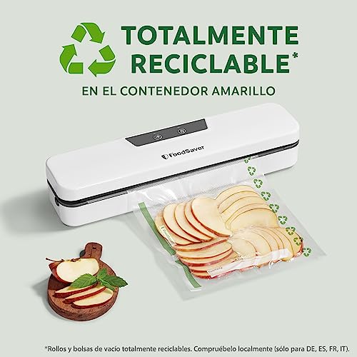 FoodSaver rollos de envasado al vacío | Reciclables y reutilizables | Mantiene los alimentos frescos hasta 5 veces más tiempo | Sin BPA | 2 rollos para congelar y cocer a fuego lento (20 cm נ4,5 cm)