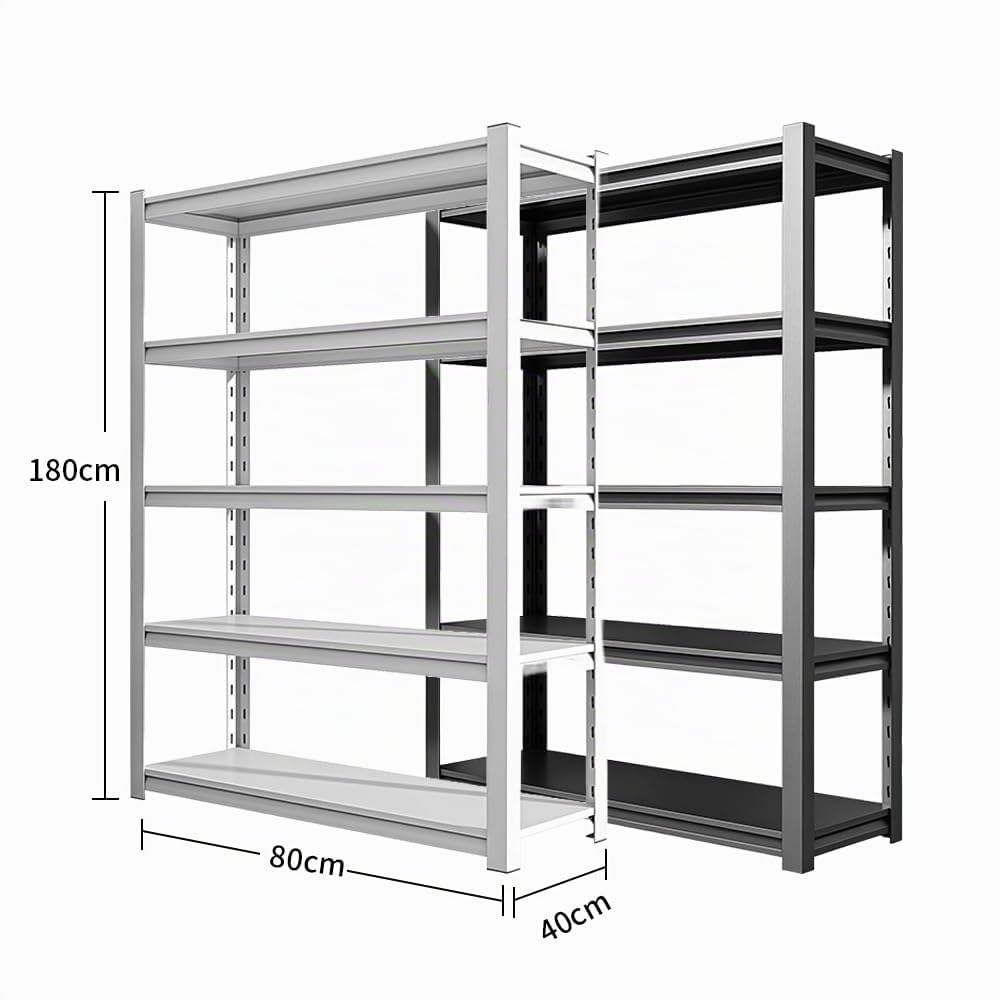 Scaffale per carichi pesanti, cantina, 80 x 40 x 180 cm, con struttura in acciaio, portata fino a 900 kg, 5 ripiani regolabili