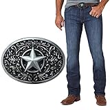 XGALBLA Fashion American Black Enamel Pattern Lone Star Oval Belt Buckle For Women Men