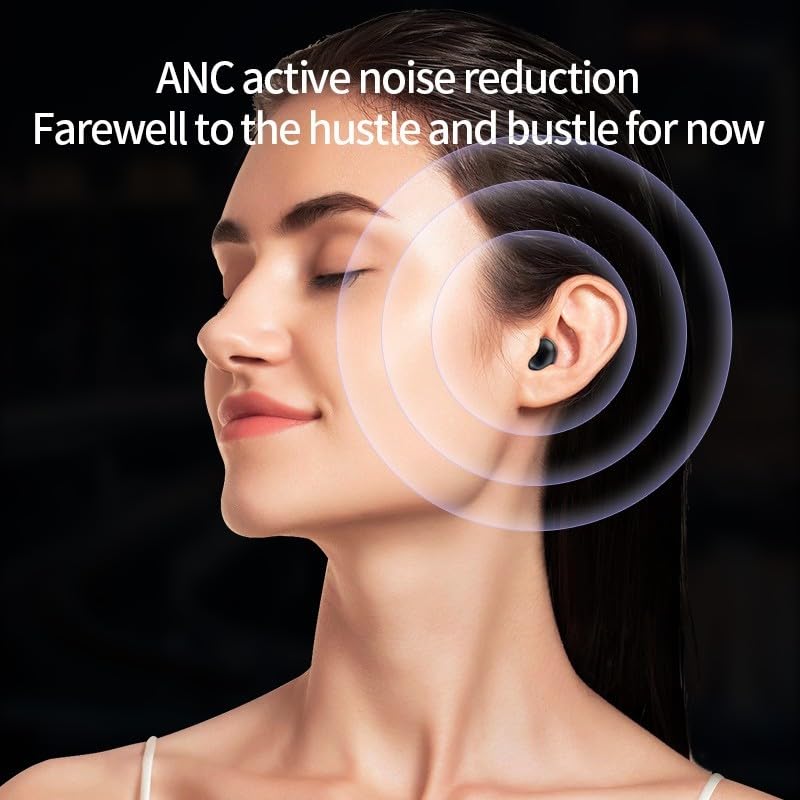 Experiencia de sonido envolvente con auriculares inalámbricos ANC, pantalla inteligente (negro sin tarjeta)