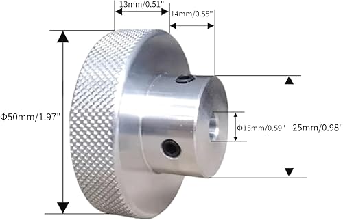 Miniatura 17 de CHANCS Volante de aleación de aluminio negro Perillas de ajuste 50mm (2") OD 0.551 in Diámetro mini volante mecánico rueda de mano para mesa