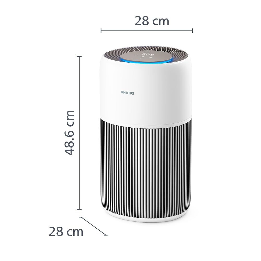 Philips Purificateur d'air Série 2200 - Filtre à charbon actif et HEPA NanoProtect, CADR 400m³/h pour 104m², Pour personnes allergiques, Ultra-silencieux, Filtre intelligent et durable (AC2210/10)