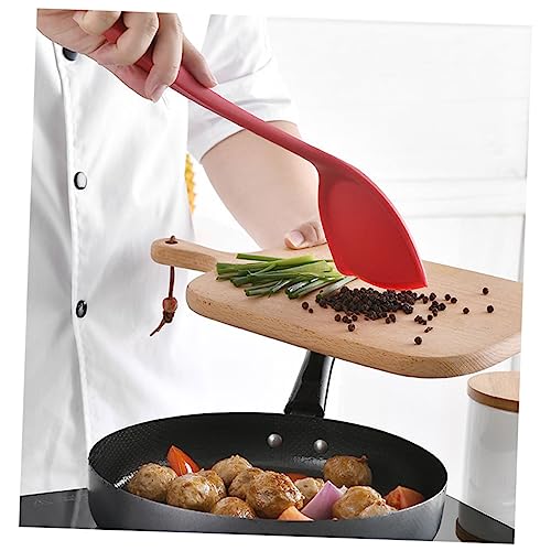 CIYODO Silicone Pan Turner Heat Resistant Spatula for Cooking Long Handle Nonstick Kitchen Spoon Red