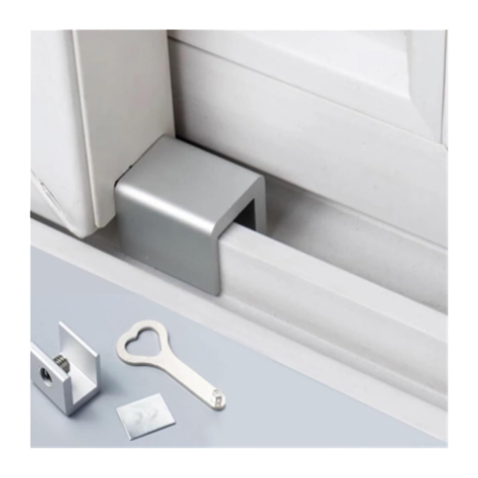 Blokada okna ze stopu aluminium z kluczami | Srebro 1/10 szt.: drzwi przesuwne, okno przesuwne, jednostka klimatyzacyjna, z kluczami(10pcs)