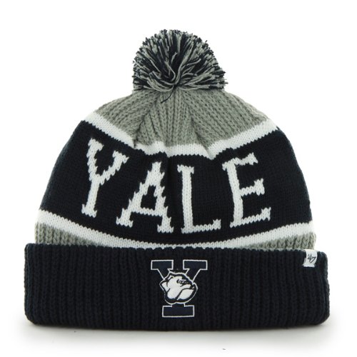 Yale Bulldogs Grey Calgary Cuffed Pom Knit Beanie Hat / Cap