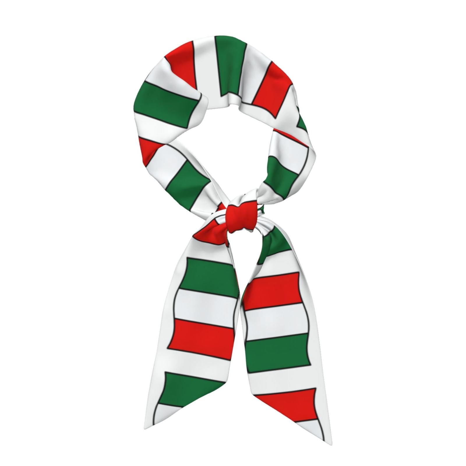 DUWAA Italian Flag Green White Red Print Silk Feeling Scarf For Women, Lightweight Long Versatile Headscarf, Satin Hair Scarves