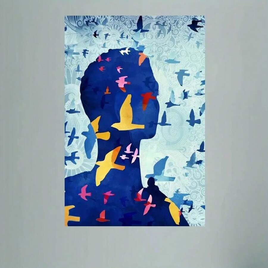 Affiche sur toile oiseaux vibrants 30x40cm art abstrait sans cadre
