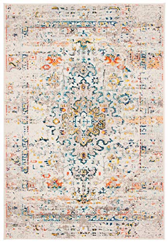 SAFAVIEH Traditional Rug for Living Room Dining Room, Bedroom - Madison Collection, Short Pile, in Cream and Blue, 91 X 152 cm - Image 4