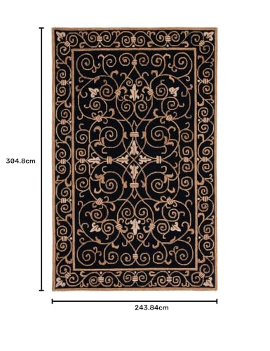 Image of 8x10 Ft Large Wool Rug - Handcrafted Traditional Tufted Carpet for Modern Living Spaces