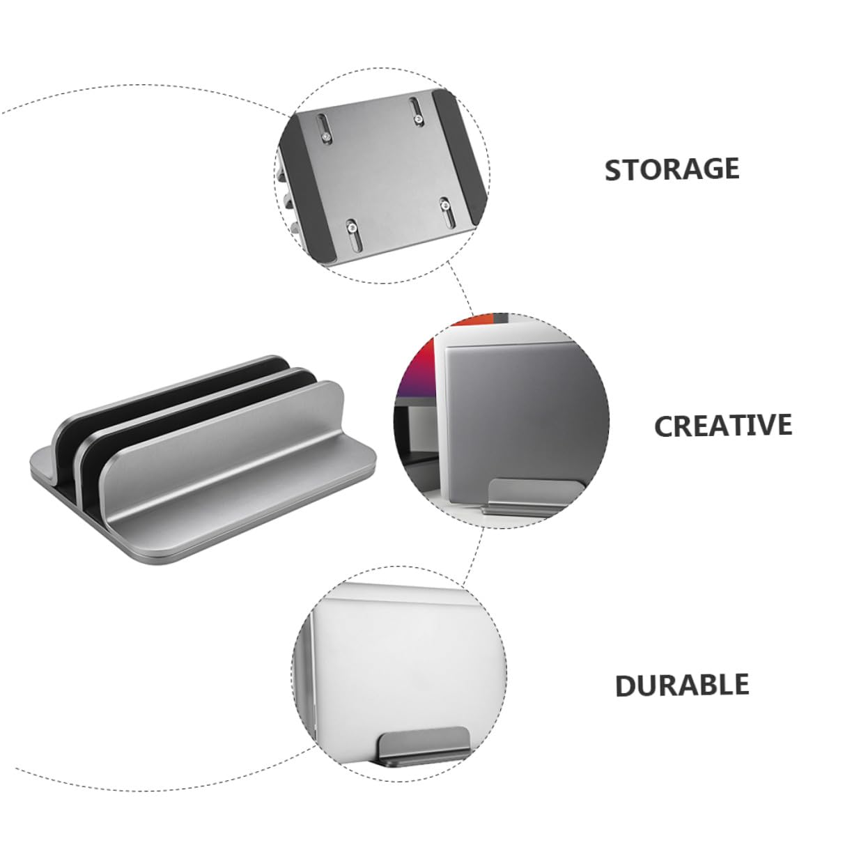 VANZACK Soporte Vertical Doble para Portátil Aleación De Aluminio Base para Tableta Estante para Ordenador Portátil para Escritorio De Oficina